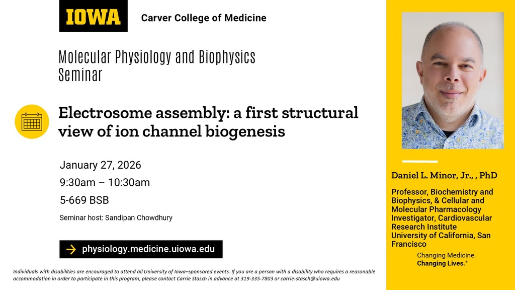 Molecular Physiology and Biophysics Seminar, Daniel Minor, PhD promotional image